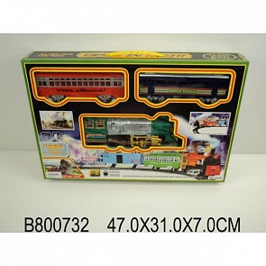 Железная дорога на батарейках, с дымом, свет и звук, несколько цветов (Shantou, B800732sim)